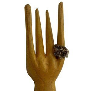 Vintage Knotted Rope Nautical Coastal Ring Antique Gold Tone Sz 6.5